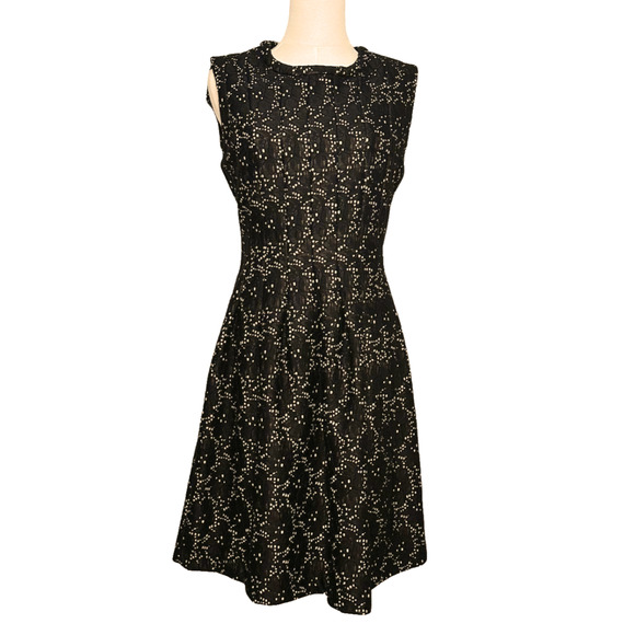 Hazel Anthropologie Black Lace Sleeveless Pleated A Line Zip Up Dress Large - Picture 1 of 11